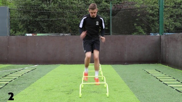 'Football Training Warm Up Drills using Speed & Agility Hurdles'