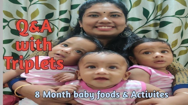 'Q&A with Triplets❤| 8months baby food &Activities |Triplets mom by Devika | Malayalam| Vlog 30'