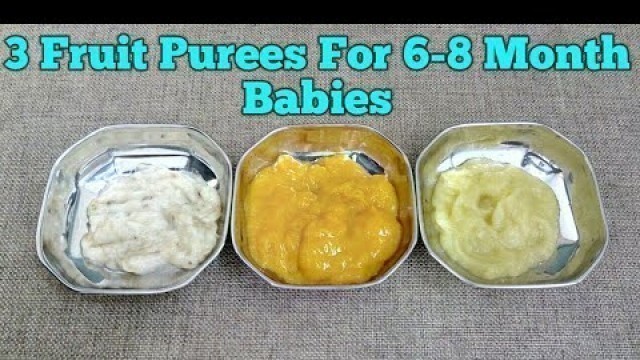 '3 Fruit Purees For 6 - 8 Month Baby | Baby Food | Malayalam'