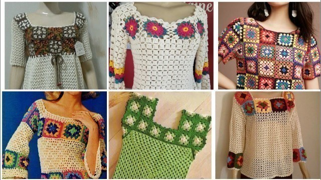 'Top Trending Blouses/Tops With Granny Square Motives/Patterns for Women'