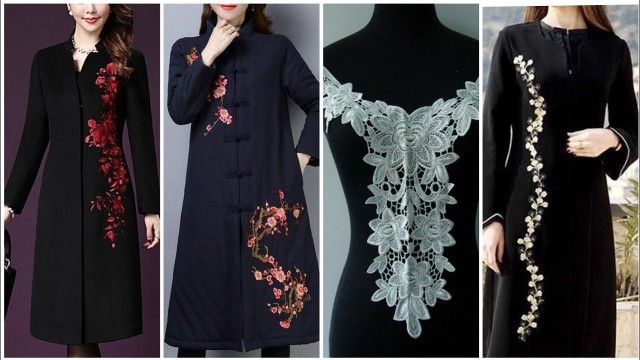 '5 Handy Techniques !! Silk ribbon embroidery patterns / Black Embroidery dress'