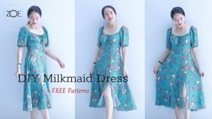 'DIY Sewing Milkmaid Dress + FREE Patterns | Zoe DIY'