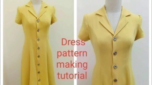 'Diy. dress patterns making tutorial, diy coat collar dress cut and sew. Tutorial 1: drafting dress'