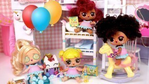 'LOL Doll Family  Slumber Party Birthday Evening Routine with Baby Goldie'