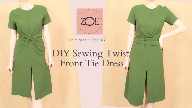 'DIY Sewing Twist Front Tie Dress | FREE Patterns | Zoe DIY'