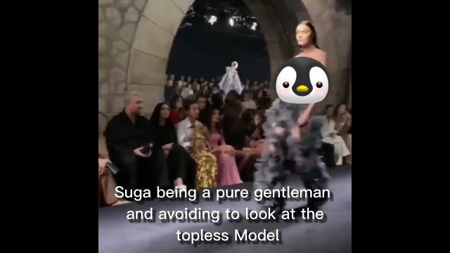 'Suga Reaction to a T0pless Model Walking the Runway at Valentino Fashion Show'