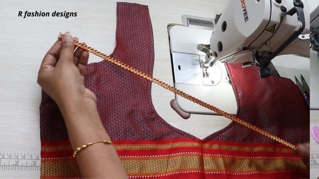 'Simple and easy pangala design | cutting and stitching back blouse neck design|'