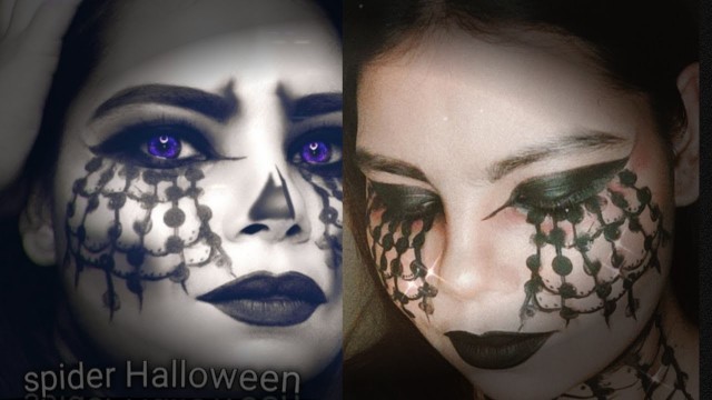 'Halloween makeup tutorial / spider web makeup / r fashion blog / horror song / lai lai lai song'