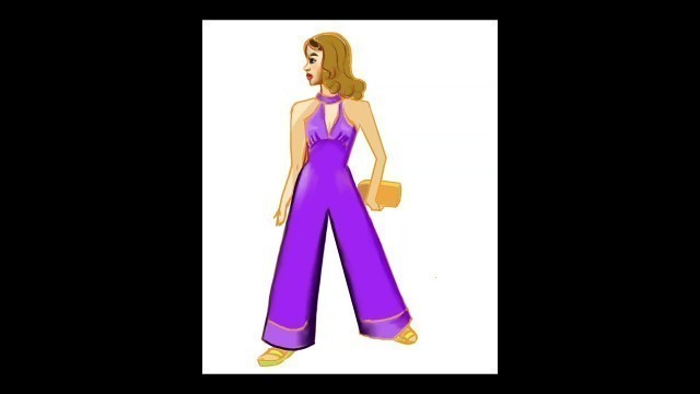 'Drawing a girl in a retro 1970s Fashion Purple Jumpsuit. #art #shorts #fashionillustration'