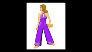 'Drawing a girl in a retro 1970s Fashion Purple Jumpsuit. #art #shorts #fashionillustration'