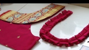 'Silk Saree Blouse Back Neck Design cutting and Stitching| Fril Blouse Neck Design|'