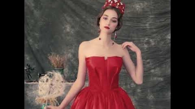 'Audrey Hepburn Style Solid Color Red Prom Dresses 2019'