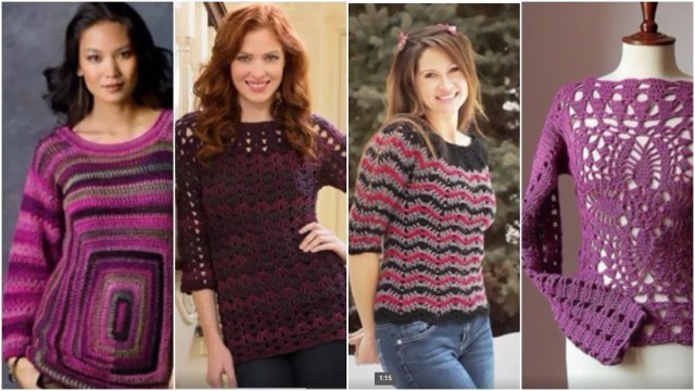 'Latest Crochet #Seethrough Sweater Tops/Ladies Fashion #Tops'