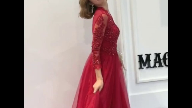 'Fashion Red See-through Evening Dresses 2020'