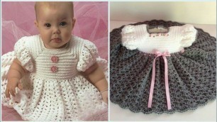 'Most demanding and adorable crochet knitted little girl dresses  frocks desgins'