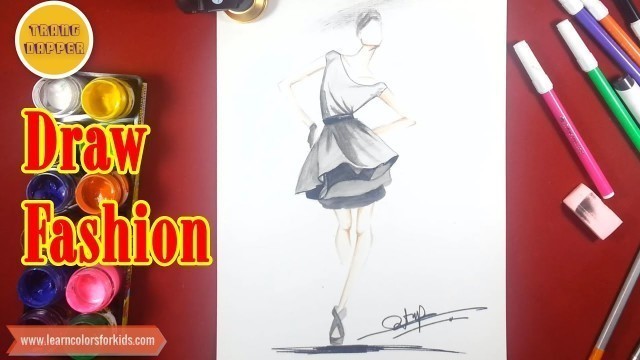 'How to draw Chiffon Dress | I Draw Fashion | Design Tutorial'