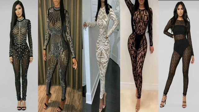 '#jumpsuits  See Through Mesh Ruched design jumpsuits|| Hottest trend fashion|| Styling Divas'