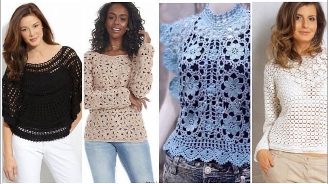 'Crochet See Through Sequence Tops/Crochet Fashion Tops for Casual Usage'