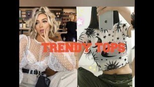 'Trendy see through  top fashion 2020/ lace tops'