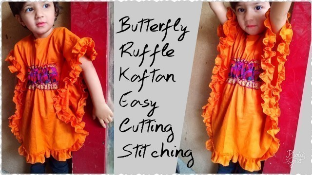 'Little Girl Ruffle Dress kaftan dress kaftan cutting and stitching'