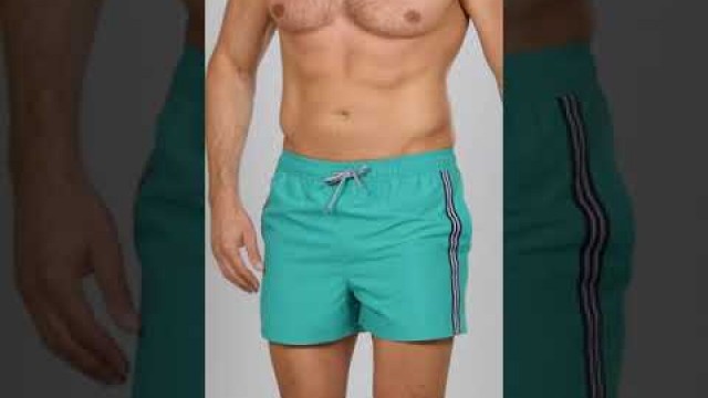 'Studio - Striped Teal Swim Shorts #Studio #mensfashion #shorts'