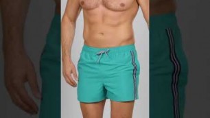 'Studio - Striped Teal Swim Shorts #Studio #mensfashion #shorts'