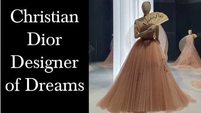 'Full Length Christian Dior Designer of Dreams Fashion Exhibition with Music at the V&A Museum London'