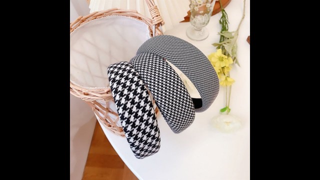 'Fashion hair accessories women houndstooth sponge headbands wide brimmed fabric headband wash face'