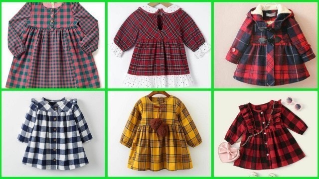 'Very Stylish Cute Little Girl Check Boxes Dresses Designs//Amazing Winter Baby Girl Check Designs'