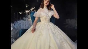 'Audrey Hepburn Style Vintage / Retro Champagne See-through Bridal Wedding Dresses 2020'