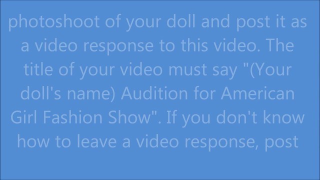 'American Girl Fashion Show Season 1 Auditions *CLOSED*'