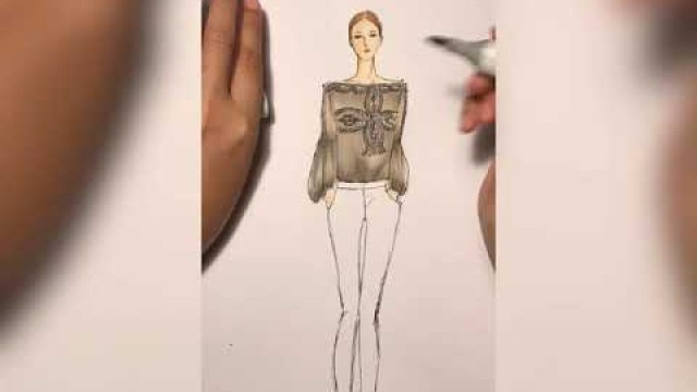 'How to color a see through fabric texture for fashion illustration'