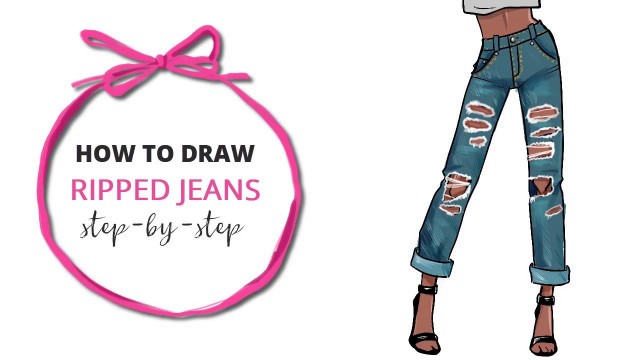 'How to Draw Ripped Jeans Tutorial - STEP BY STEP'