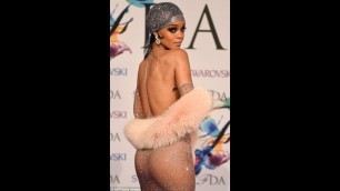 'While Rihanna opted for a pair of flesh coloured underwear, she went without a bra'