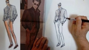 'Fashion Illustration : Mens Wear Fashion Sketch, 본드 라이프스타일 .'