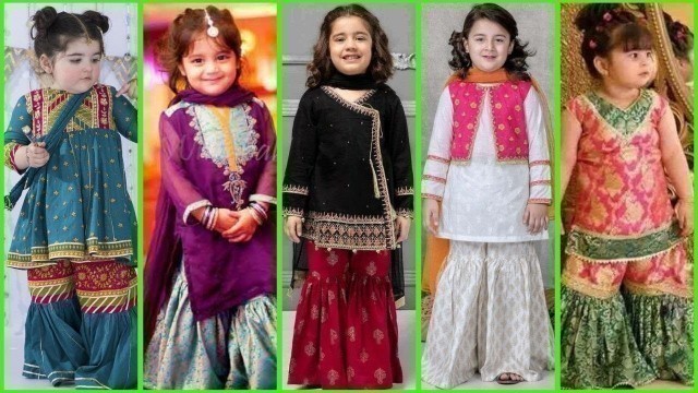 'Most Stylish Cute Little Girl Party Wear Sharara Suit Designs//New 2021 Matching Sharara Designs'