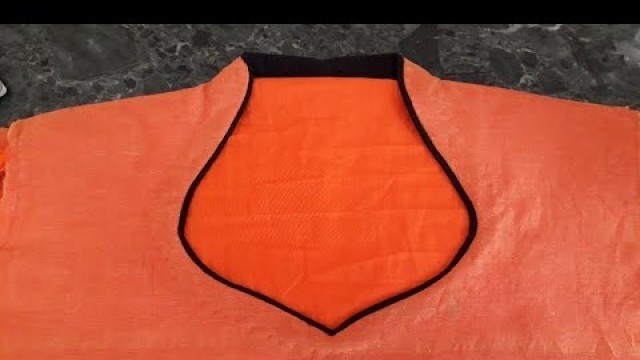 'Halter neck (high neck) ķurti cutting n stitching with piping neck'