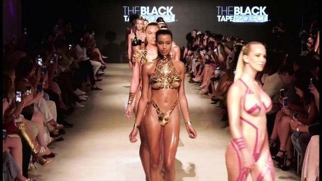 'The Black Tape Project Swimwear Tape Art Fashion Show Miami Swim Week 2020 Art Hearts Fashion'