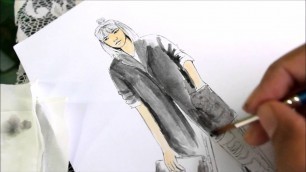 'A Girl in Menswear - Watercolor Fashion Illustration by AnaPB - Speed Painting'