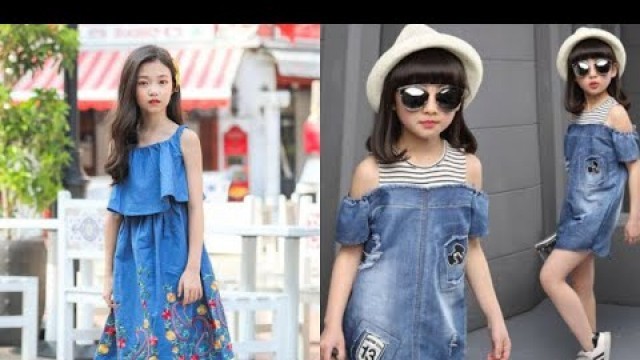 'Little Girls Denim Frock Design | Baby Girl Jeans Frock Design | Jeans Dress | Look & Style'