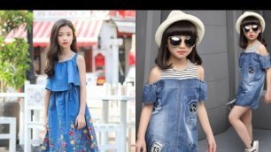 'Little Girls Denim Frock Design | Baby Girl Jeans Frock Design | Jeans Dress | Look & Style'