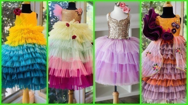 'Beautiful and Stylish Cute Little Girl Ruffled Dresses Designs || Branded Party Wear Ruffled Dresses'