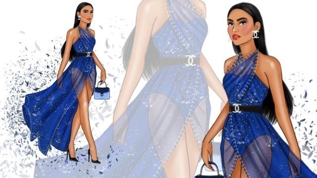 'Fashion Illustration: how to draw a see through dress (sheer) digital fashion'