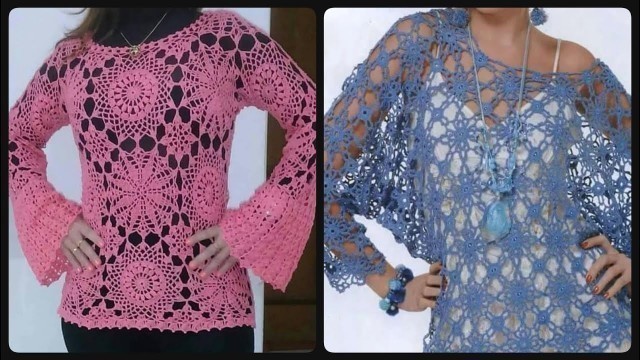 'Crochet Seethrough flower Sequence tops/Fashion tops for women to style dresses'