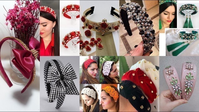 'Handmade #beautiful And #Stylish Headbands||Fabric And #Rhinestone #Fancy hair Cature/Accessories'