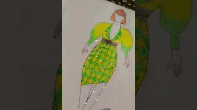 '#learn fashion illustration #designing dress sketching with colour  #fashion designing #fancy dress'