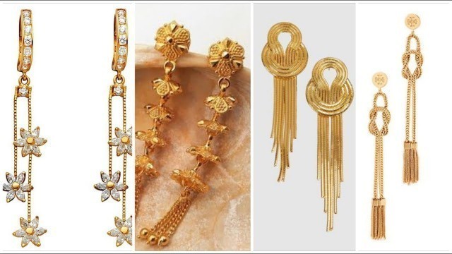 'Latest Gold Long Earrings |Bridal Gold Earrings |Fashion Beauty'