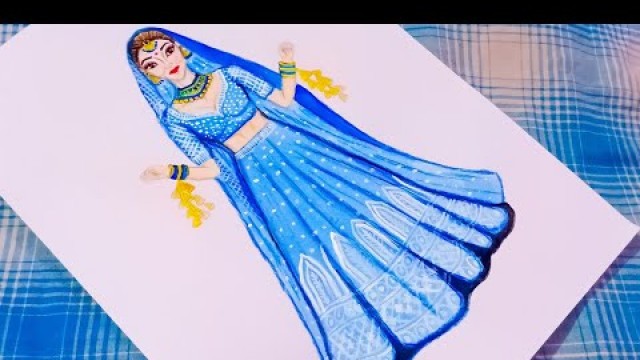 'Fashion Illustration || Embroidery lehenga || how to make fashion sketches|| dress sketch|| bride'