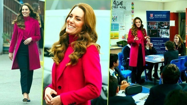 'SUPER IMPRESSED! Kate Middleton Beamed In Pink Coat As She Visit To The Nower Hill High School'