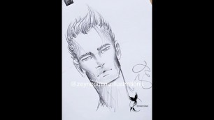 'Fashion sketch tutorial by ZEYNEP DENIZ-male fashion face/pencil sketch'